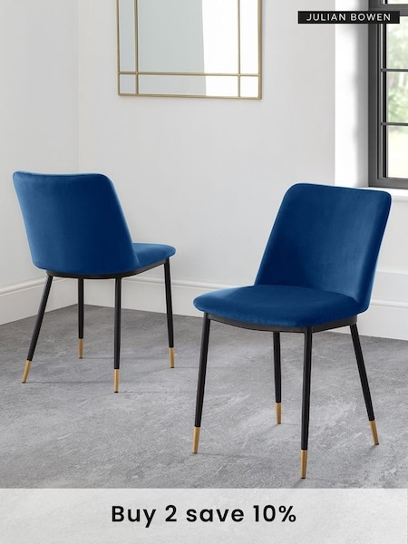 Julian Bowen Set of 2 Blue Delaunay Dining Chairs (A64422) | £215