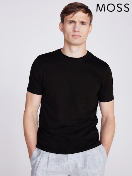 MOSS Black Crew Neck 100% Cotton T-Shirt (A64868) | £15