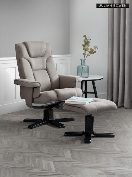 Julian Bowen Grey Malmo Swivel Recliner and Stool (A65059) | £350