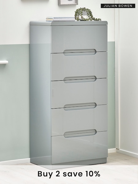 Julian Bowen Grey Manhattan 5 Drawer Narrow Chest (A65180) | £195
