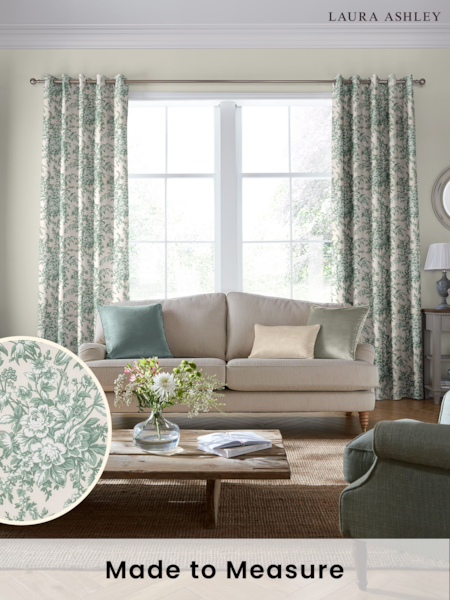 Laura Ashley Sage Green Picardie Made To Measure Curtains (A65535) | £91