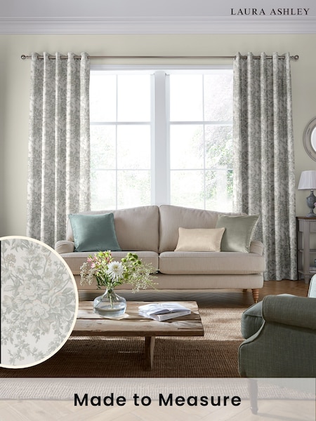 Laura Ashley Green Picardie Made To Measure Curtains (A65536) | £91