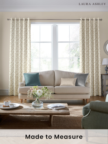 Laura Ashley Natural Willow Leaf Made To Measure Curtains (A65539) | £91