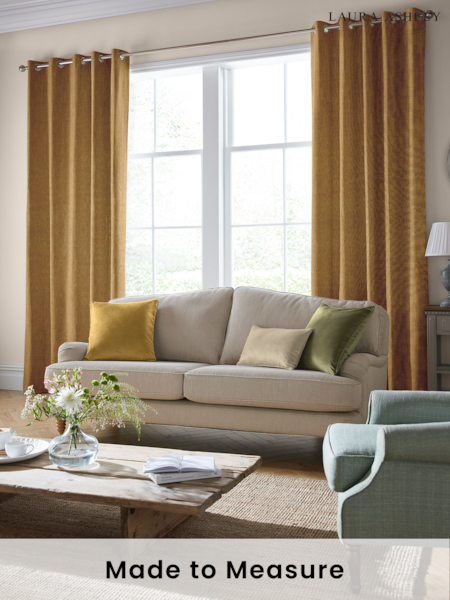 Laura Ashley Orange Swanson Made To Measure Curtains (A65573) | £100