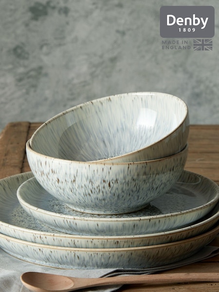Denby 12 Piece Grey Halo Speckle Coupe Tableware Set (A65916) | £244