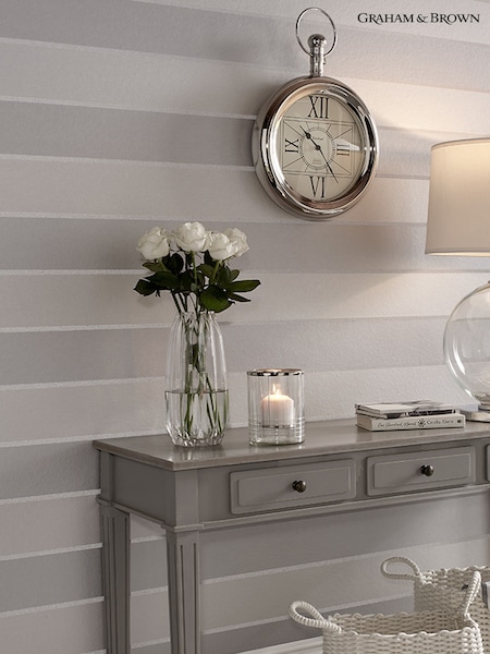 Graham & Brown Silver Baroque Bead Stripe Paste The Wall 10M Wallpaper (A66409) | £140