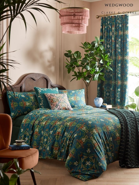 Wedgwood Green Emerald Forest 100% Cotton Duvet Cover and Pillowcase Set (A68052) | £160 - £180
