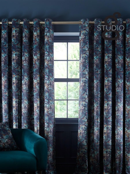 Studio G Blue Eclipse Eyelet Curtains (A68213) | £130 - £230