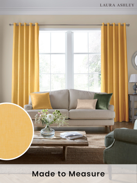 Laura Ashley Yellow Easton Made To Measure Curtains (A69294) | £91