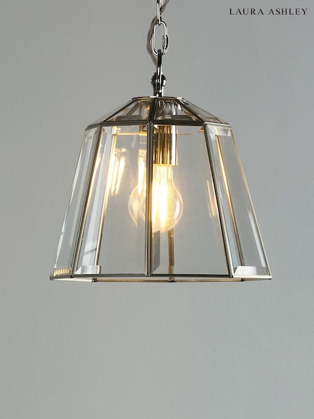 Laura Ashley Silver Clayton Glass Ceiling Light Pendant (A69752) | £135
