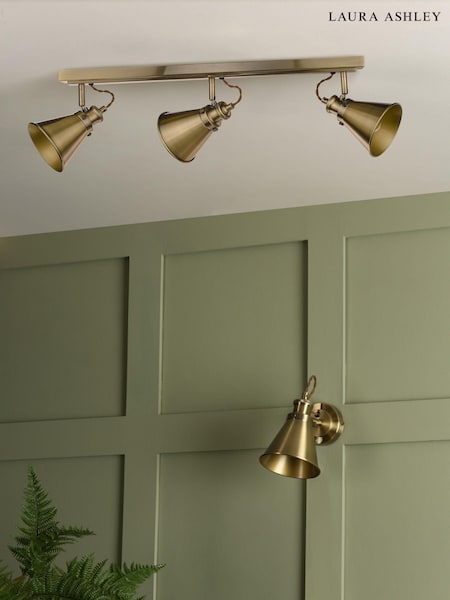 Laura Ashley Brass Rufus 3 Light Linear Pendant Bar Ceiling Light (A69754) | £99