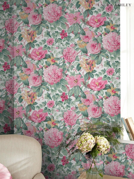 Laura Ashley Pink Aveline 10M Wallpaper (A70331) | £46