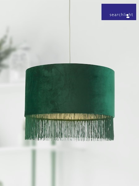 Searchlight Green Geena Velvet Fringe Shade (A70843) | £40