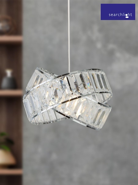 Searchlight Chrome & Clear Hannah 2 Band Acrylic Easy Fit Shade (A70845) | £38