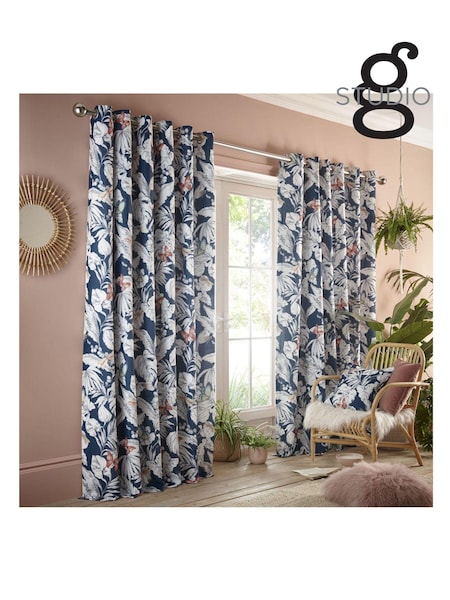 Studio G Blue Flutur Eyelet Curtains (A71602) | £95 - £200