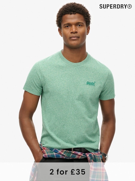 Superdry Bright Green Grit Essential Logo Embroidery T-Shirt (A72145) | £20
