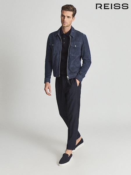 Reiss Blue Reiss Trafford Merino Wool Polo Shirt (A72259) | £98