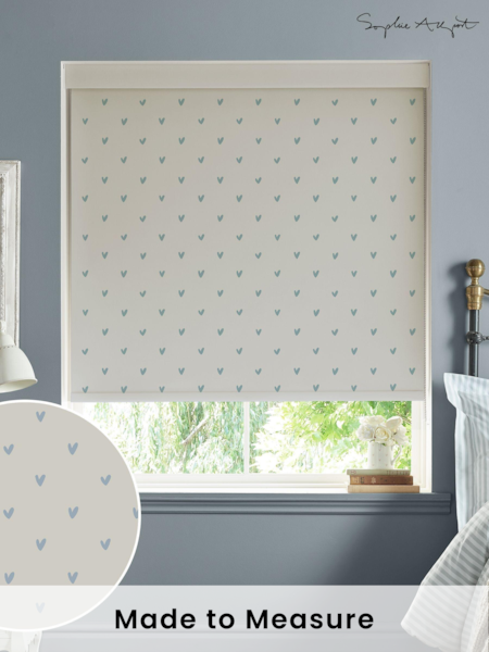 Sophie Allport Natural/Duck Egg Blue Hearts Made To Measure Roller Blind (A72309) | £58