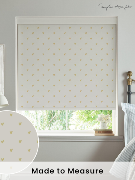 Sophie Allport Soft Mustard Yellow Hearts Made To Measure Roller Blind (A72310) | £58