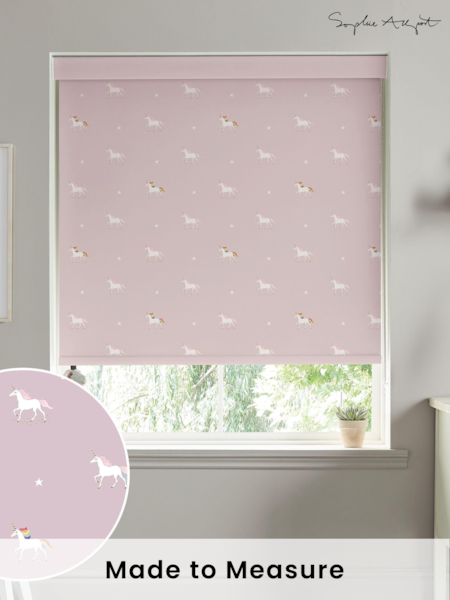 Sophie Allport Soft Pink Kids Unicorn Made To Measure Roller Blind (A72313) | £58