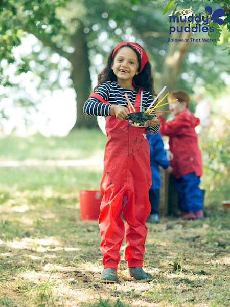Muddy Puddles Red Originals Waterproof Dungarees (A73307) | £26 - £27