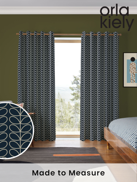 Orla Kiely Navy Whale 100% Cotton Linear Made To Measure Curtains (A73715) | £91