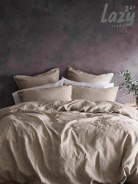Lazy Linen Set of 2 Natural Washed 100% Linen Pillowcases (A73760) | £45