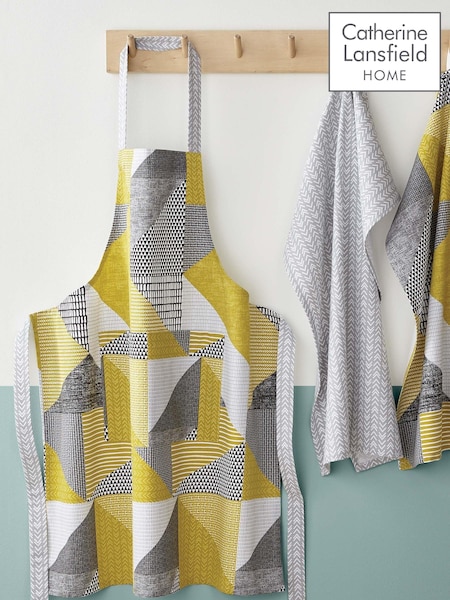 Catherine Lansfield Yellow Larsson Geo 100% Cotton Apron (A74035) | £10