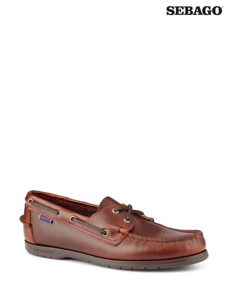 Sebago Brown Endeavor Waxed Leather Boat Shoes (A74107) | £125
