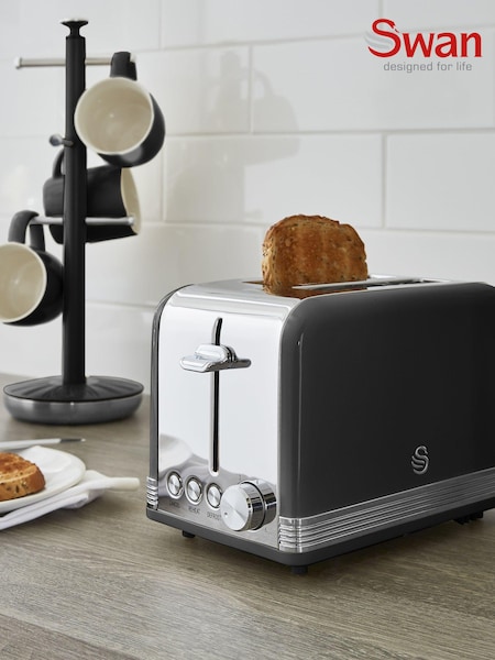 Swan Black 2 Slice Retro Black Toaster (A76715) | £30