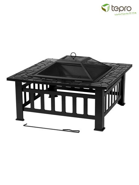 Tepro Black Garden Large Glenview Square Log Fire Pit (A77017) | £112