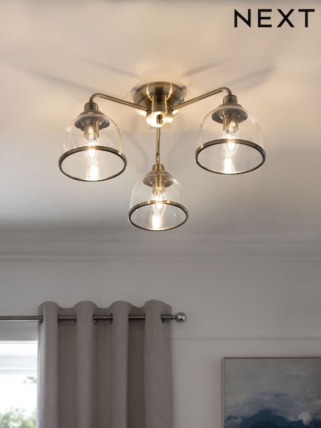 Brass Gloucester 3 Light Flush Ceiling Light (A78879) | £99
