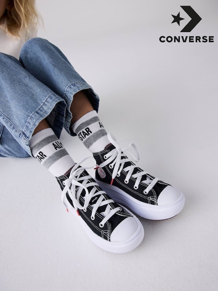 Converse Black Move Platform High Top Junior Trainers (A79264) | £50