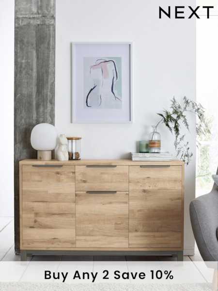 Light Bronx Oak Effect Slim Large Sideboard (A79660) | £260