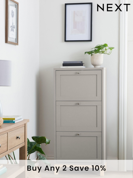 Dove Grey Malvern Oak Effect Shoe Storage Cabinet (A79691) | £260