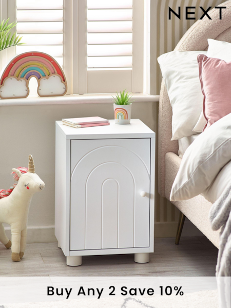 White Rainbow Kids Wooden Bedside Table (A81049) | £150