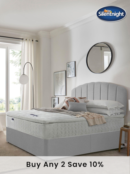 Silentnight Grey Miracoil Pillow Top Mattress and Divan Base Bed Set (A81907) | £450 - £635
