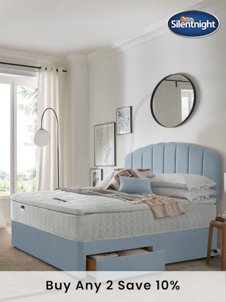 Silentnight Blue Miracoil Pillow Top Mattress and 2 Drawer Divan Base Bed Set (A81913) | £510 - £695
