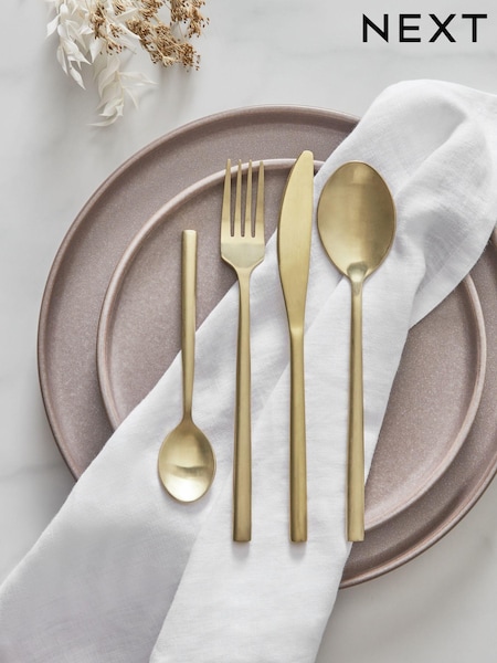 Gold 16pc Valencia Stainless Steel Serve Spoon Set (A82279) | £46