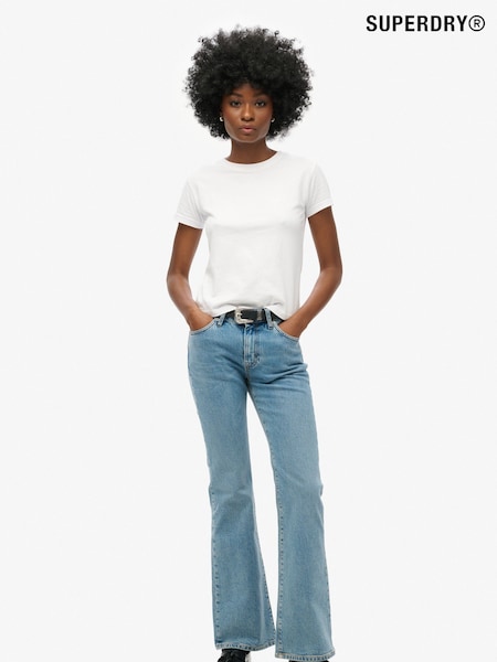 Superdry Light Blue Vintage Mid Rise Slim Flare Jeans (A82562) | £65