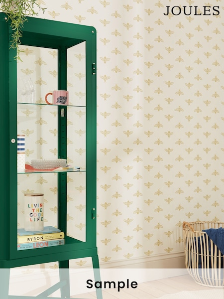 Joules Antique Gold Block Print Bee Swatch (A82856) | £1