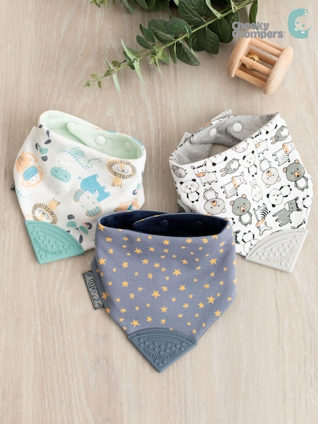 Cheeky Chompers Baby Teething Dribble 100% Cotton Bibs 3 Pack (A83141) | £32
