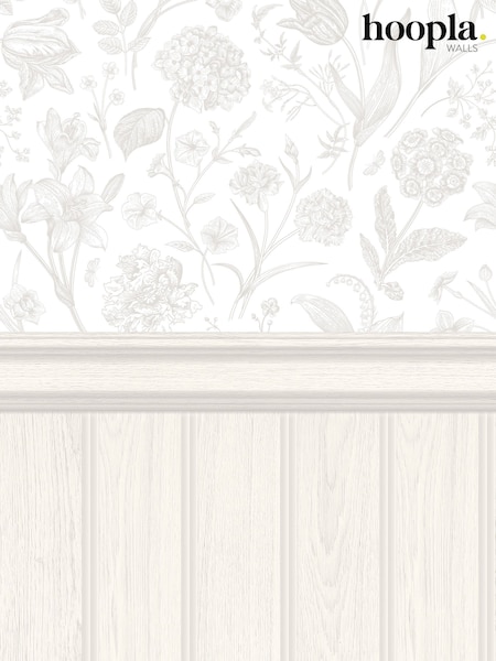 Hoopla Walls Tongue And Groove Floral Toile Wallpaper