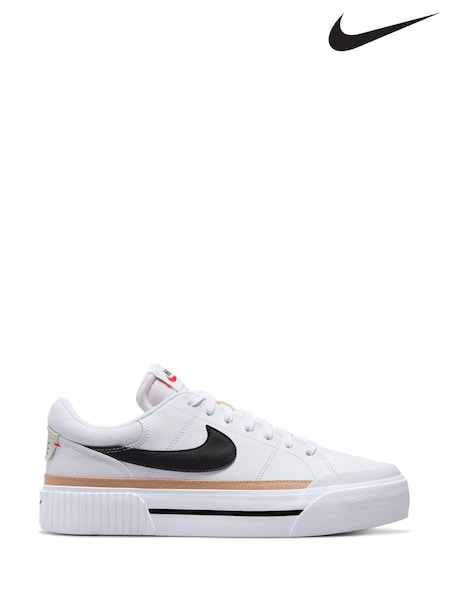 Nike White/Black Court Legacy Lift Platform Trainers (A84814) | £80