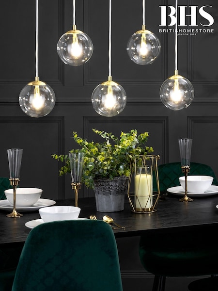 BHS Gold Byron Bar 5 Ceiling Light Pendant (A86071) | £84