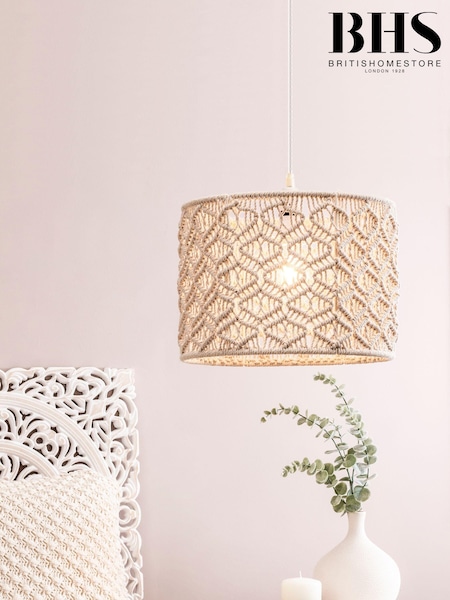 BHS Cream Small Macramé 100% Cotton Shade (A86085) | £42