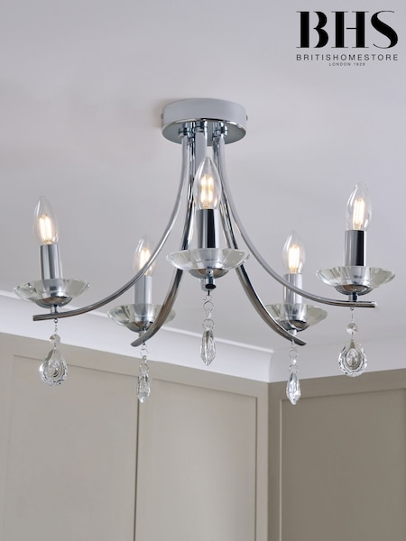 BHS Silver Bugsy Flush Ceiling Light (A86130) | £110