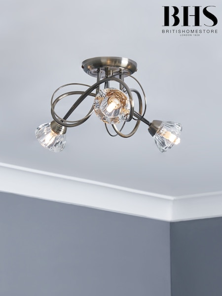 BHS Brass Marianne Flush Ceiling Light (A86140) | £70