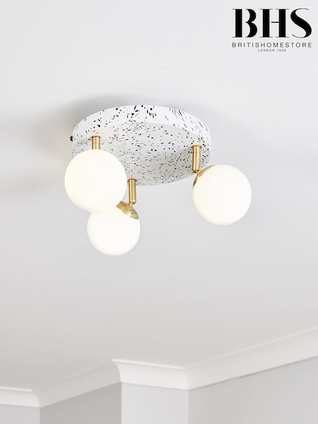 BHS White Lott Opal Ball Flush Ceiling Light (A86157) | £55