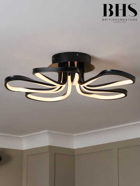 BHS Black Alvar LED 5 Petals Flush Ceiling Light (A86160) | £130